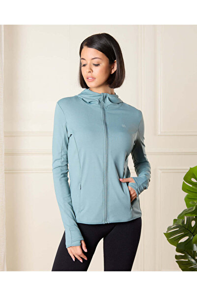 REDTAG Women Green Plain Performance Active Sweatshirt