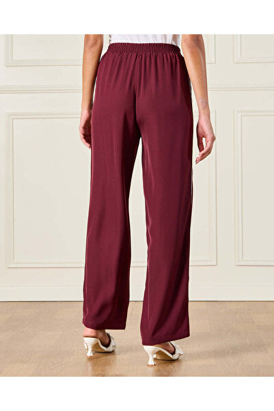 REDTAG Women Burgundy Embellished Trousers