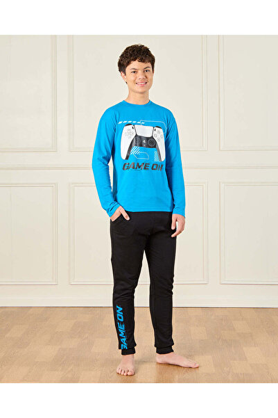 REDTAG طقم بدلة نوم بلاي ستيشن زرقاء للأولاد الكبار (قطعتين)