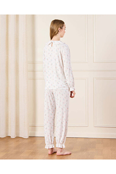 REDTAG Senior Girls White Floral Print Pajama Set (2 Piece)