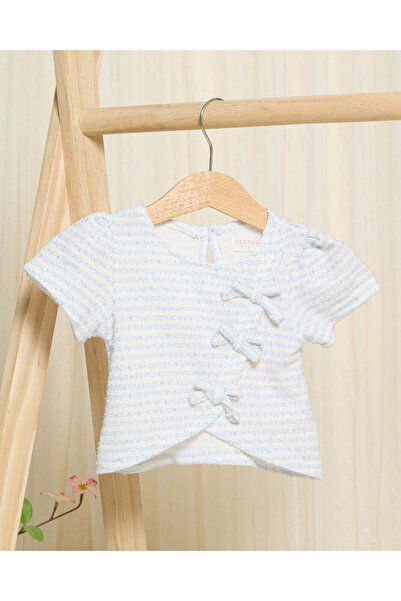 REDTAG Infant Girls White And Blue Striped Skort Set (2 Piece)