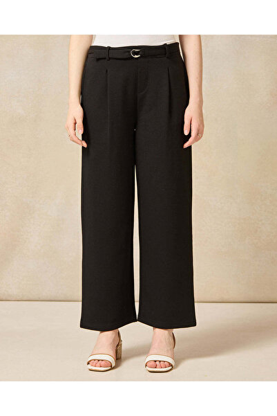 REDTAG Senior Girls Black Wide Leg Trousers