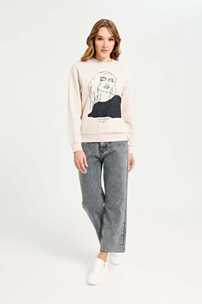 REDTAG Women Apricot Lady Printed Sweatshirt