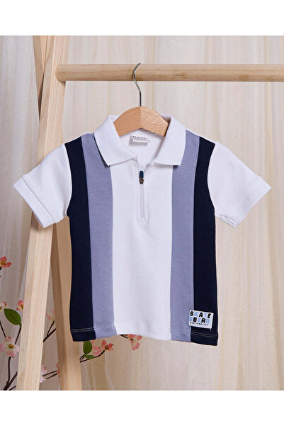 REDTAG Infant Boys White And Navy Casual Set (2 Piece)