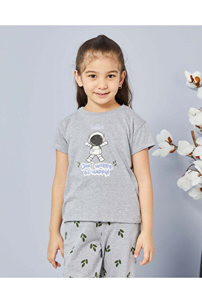 REDTAG Girls Grey Printed Pyjama Set (2 Piece)