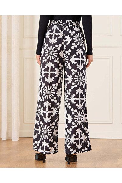 REDTAG Women Black Printed Wide Leg Trouser