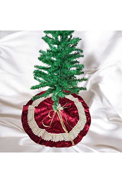 MODA NUR Christmas Tree Underlay, Pine Tree Foot Carpet Cover, Burgundy Color, Shiny Velvet, 65 cm