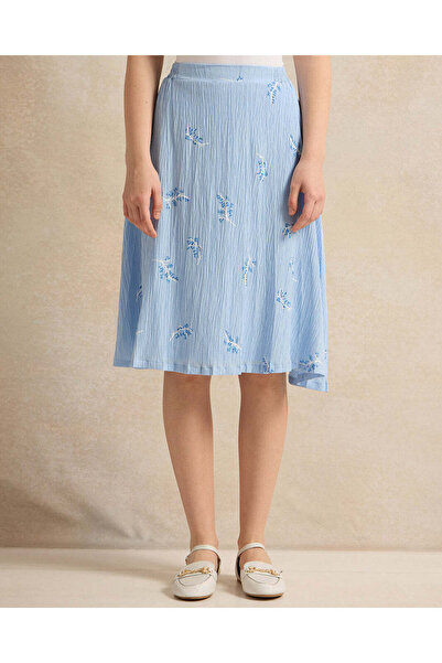 REDTAG Senior Girls Blue Pleated Skirt