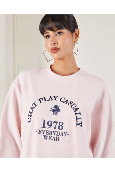 REDTAG Women Pink Printed Sweatshirt
