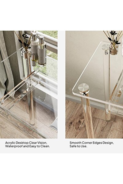 Slasa Clear Acrylic Makeup Vanity Desk 31.5x15.7x29.5 Inch Table with Drawer