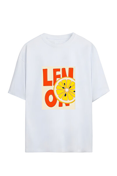 GraffTee تي شيرت قطني للجنسين من ليمون قصة فضفاضة