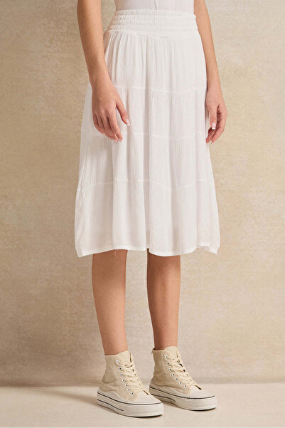 REDTAG Senior Girl White Tiered Skirt