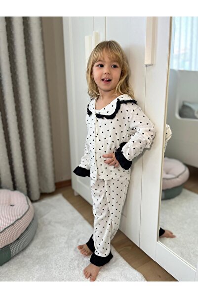 YİGİT BUTİK Heart Patterned Girl's Pajama Set