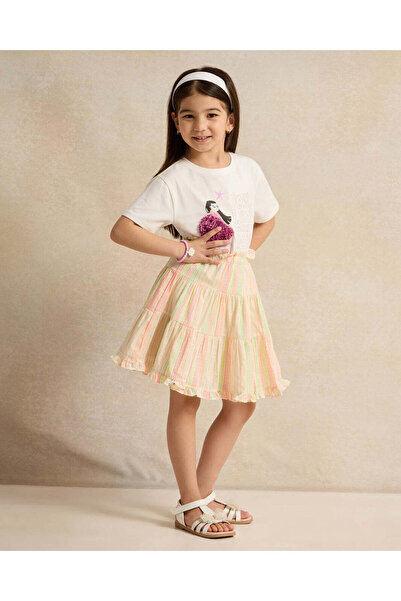 REDTAG Girls Yellow Striped Skirt