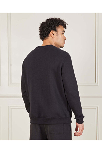 REDTAG Men Black Crew Neck Sweatshirt