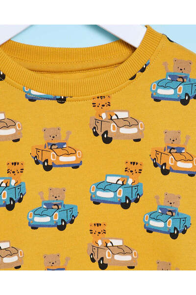 REDTAG Infant Boys Mustard Printed Sweatshirt