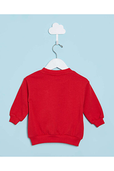 REDTAG Infant Girls Red Placement Print Sweatshirt