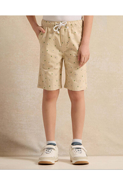 REDTAG Boys Beige And Olive Printed Shorts Set (2 Piece)