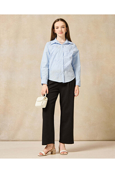 REDTAG Senior Girls Black Wide Leg Trousers