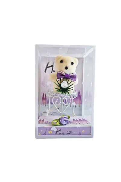 OEM Decorațiune cadou - ursuleț de pluș pe suport cu floare, plastic, 7 x 6 x...