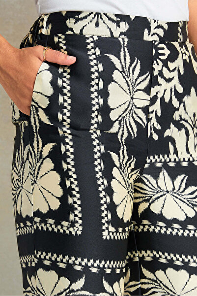 REDTAG Women Black Printed Wide Leg Trousers