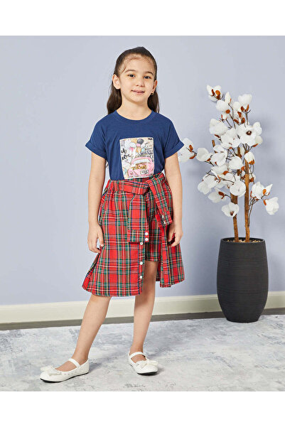 REDTAG Girls Navy And Red Casual Set (2 Piece)