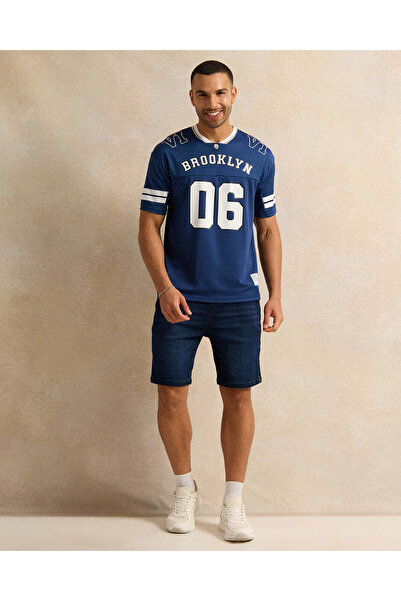 REDTAG Men Blue Denim Shorts