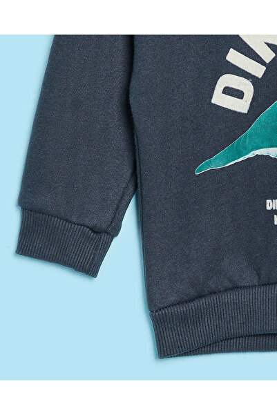 REDTAG Infant Boys Charcoal Dino Pullover Sweatshirt