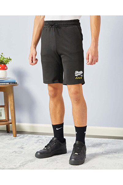 REDTAG Senior Boys Black Printed Active Shorts
