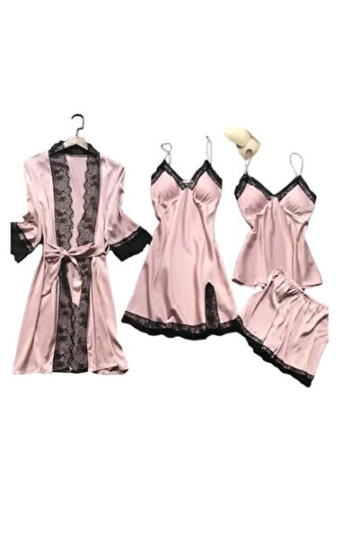 Welike 4-piece set of women's satin pajamas