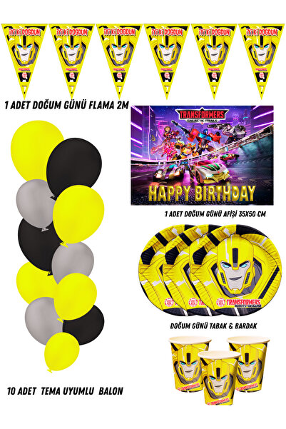 HAPPYLOOPPARTY Transformers Bumblebee 8 Kişilik Doğum Günü Parti Malzemeleri ...