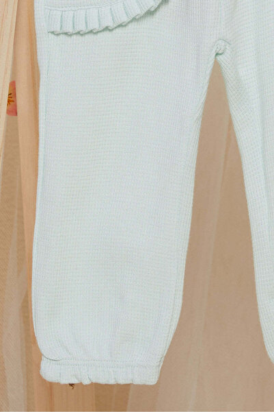 REDTAG Infant Girls Green Solid Waffle Knit Trousers