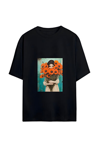 GraffTee تي شيرت قطني فضفاض للنساء والجنسين