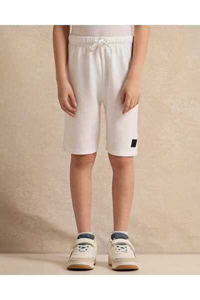 REDTAG Boys White Jacquard T-Shirt With Shorts Set (2 Piece)