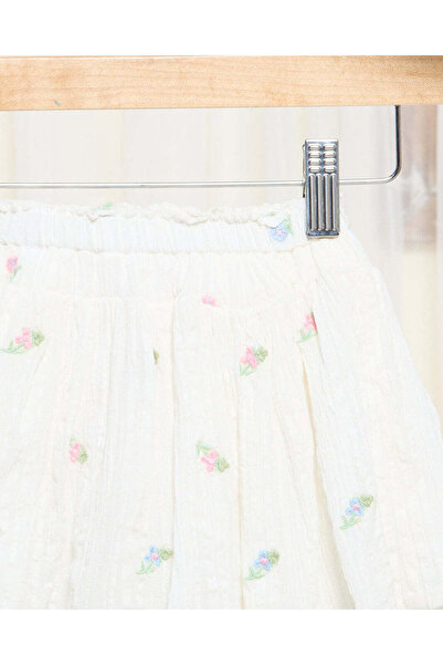 REDTAG Infant Girls White Embroidered Skirt