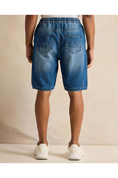 REDTAG Men Blue Cut And Sew Denim Shorts