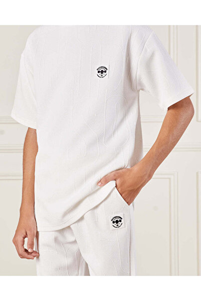 REDTAG Senior Boys White Jacquard Casual Set (2 Piece)