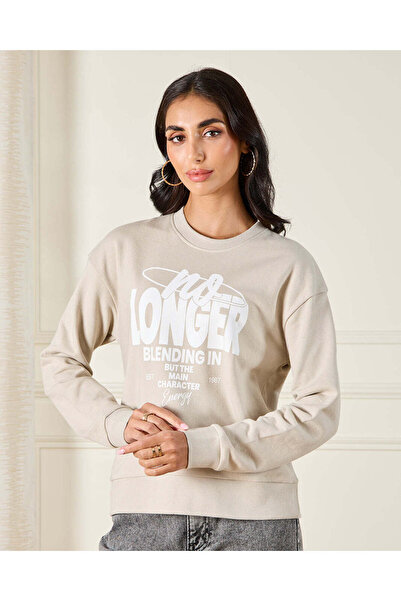 REDTAG Women Grey Printed Sweatshirt