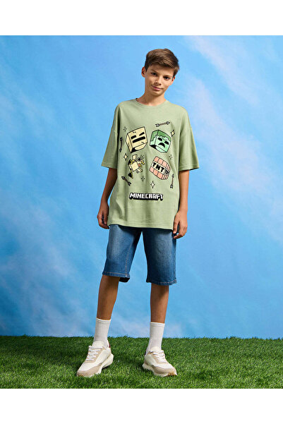 REDTAG Senior Boys Blue Pull-on Denim Shorts