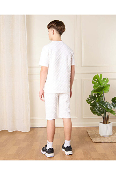 REDTAG Senior Boys White Jacquard Casual Set (2 Piece)