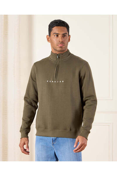 REDTAG Men Green Sweatshirt With Logo Print