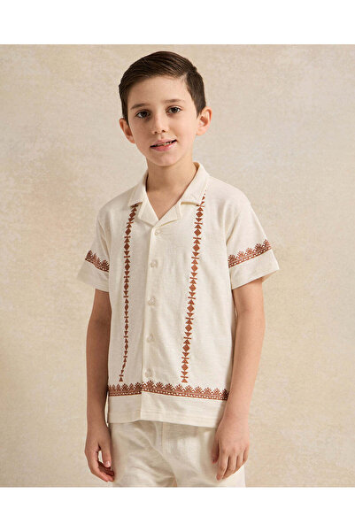 REDTAG Boys Ecru Embroidered Casual Set (2 Piece)