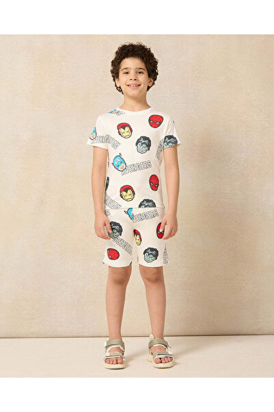 REDTAG Boys Cream Printed Shorts