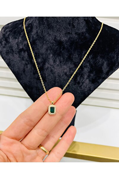 RM Bijuteri Gold Zircon Stone Baguette Necklace
