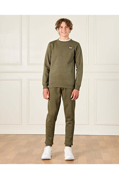 REDTAG Senior Boys Olive Plain Sweatshirt