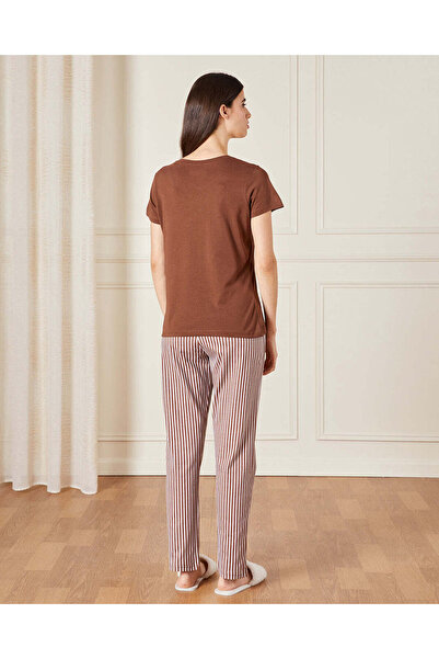 REDTAG Women Brown Printed Pyjama Set (2 Piece)