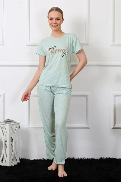 alfa expres Clothing Women's Short Sleeve Pajama Set Water Green