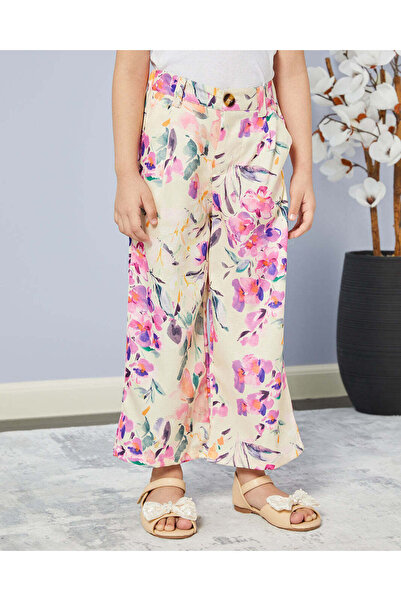 REDTAG Girls Beige Printed Casual Trousers