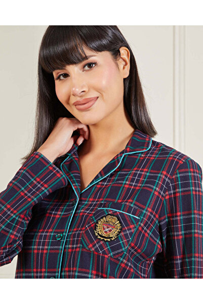 REDTAG Women Green Checked Pyjama Set (2 Piece Set)