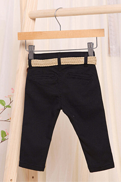REDTAG Infant Black Beige Belted Trousers